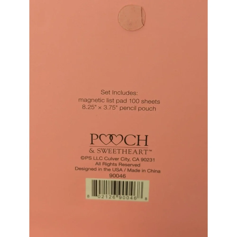 Pooch & Sweetheart Pink Magnetic List Pad & Pencil Pouch Floral Bee Stationery